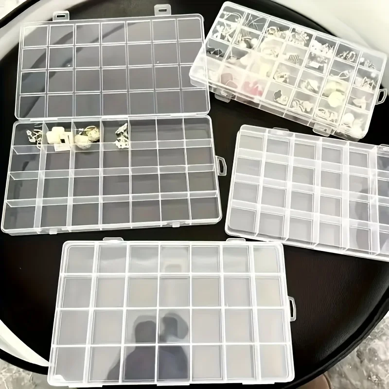 24/36-slot transparent storage box with lid - Bead-string storage box, suitable for jewelry and hardware items