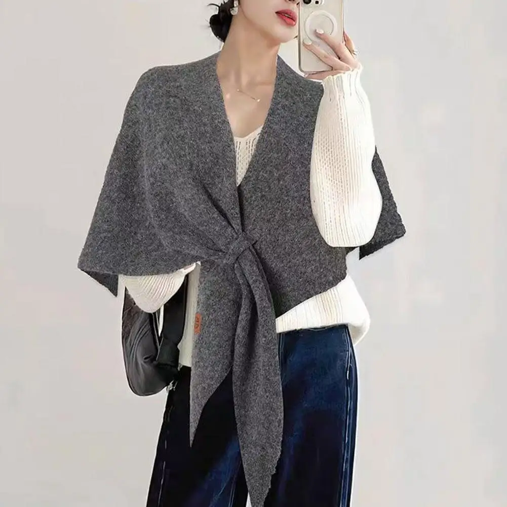 Otoño e Invierno nuevo chal Triangular mezclado de lana para el cuello para mujer hombro cálido de punto grueso para mujer