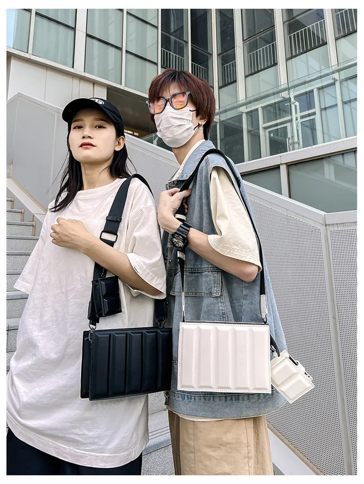 

Casual Unisex 2pcs Crossbody Bags High Quality PU Leather Men Shoulder Bag New Trendy Shopping Messenger Bag Man Pockets