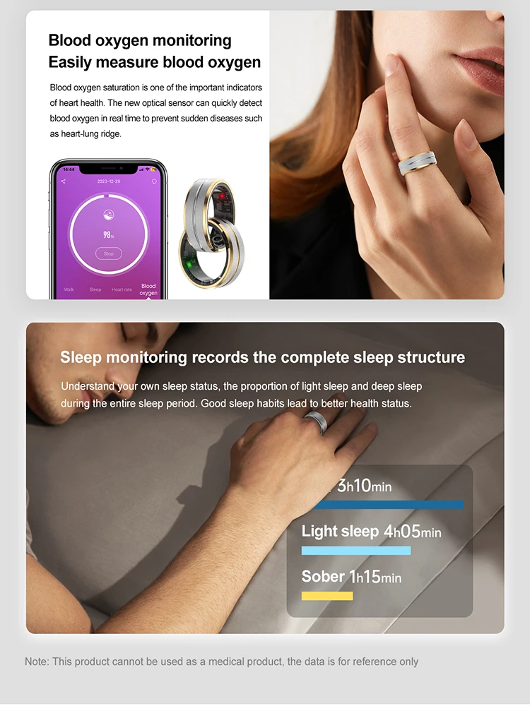 2023 New Sports Smart Ring uomo donna Activity Tracker in tempo reale frequenza cardiaca Blood oxygenMonitor modalità sportive Multiple Smart Ring