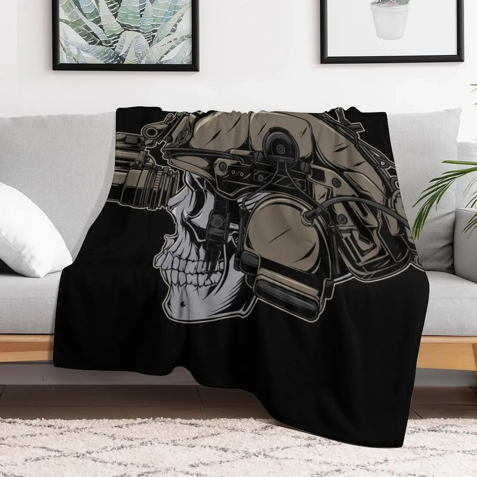 soldier skull Throw Blanket Warm Cozy Throw Blanket for Living Room Couch