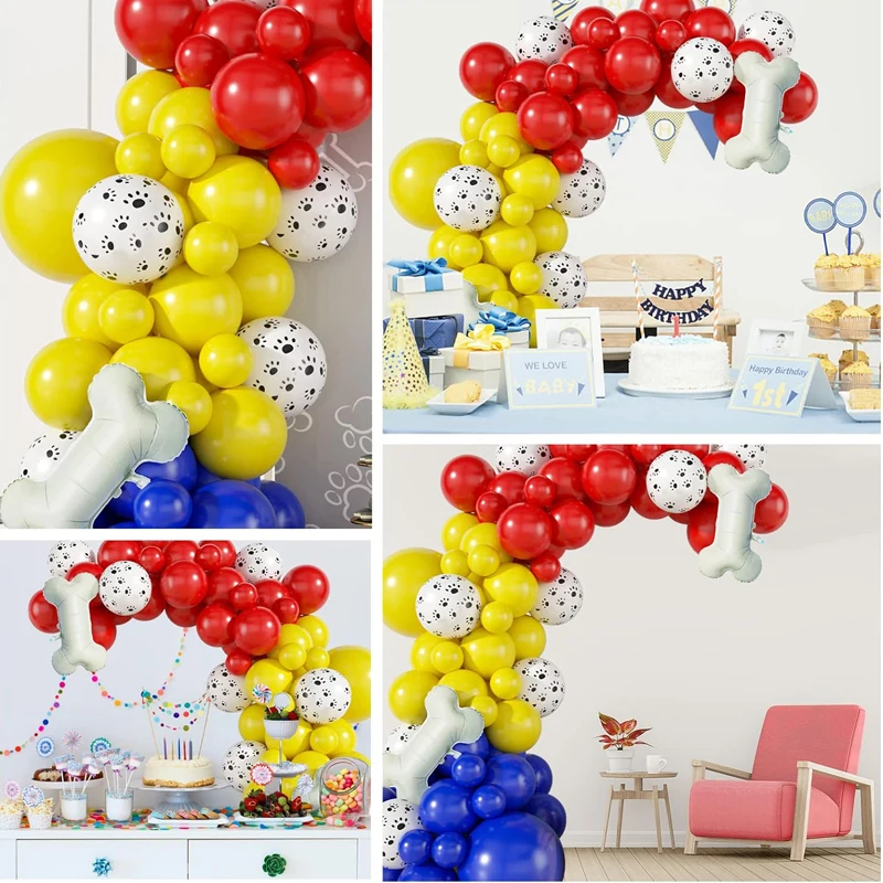 Red Yellow Blue Barking Team Balloon Garland Arch Kit For Birthday Decoration Theme Set Kids Birthday Decorations Boy