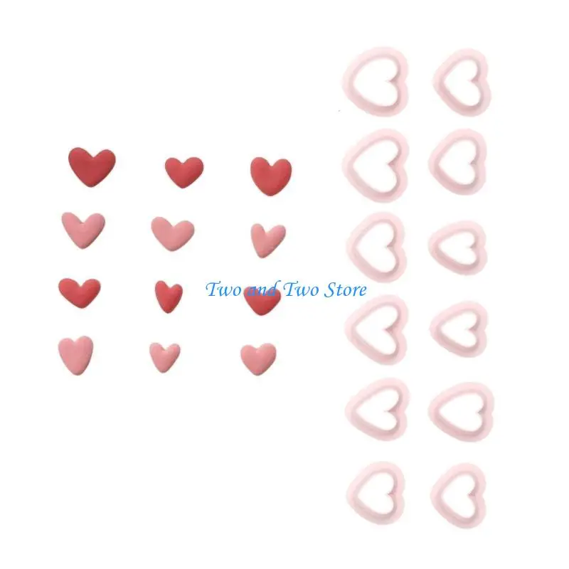 

HX6F Valentines Day Love Heart Clay Cutters for Earrings and Necklace Pendants