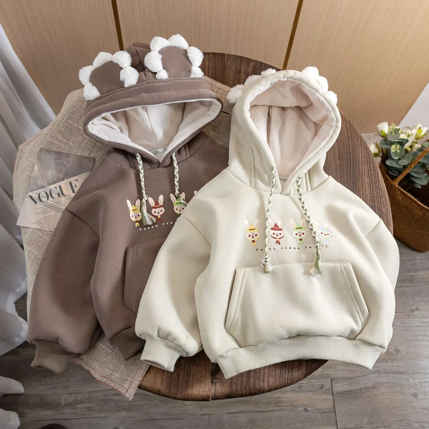 Girls Hoodies Cartoon Hooded For Kids Plus Velvet Children Sweatshirt 2023 Autumn Winter Baby Pullover Toddler Outerwear Clothes