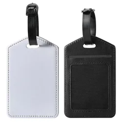 PU Leather Sublimation Blank Travel Luggage Tags With Pocket For DIY Name ID Card Identify Label