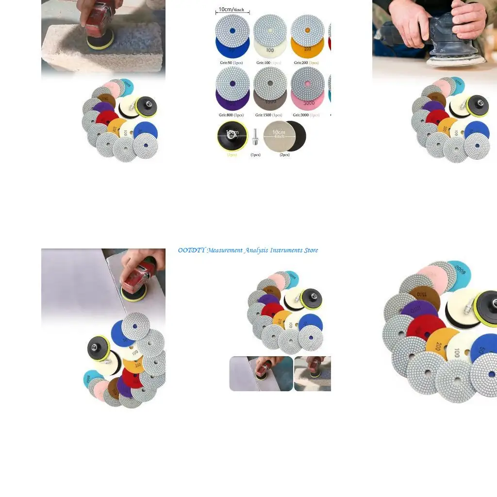 

367D Pack of 12 Diamonds Polishing Pads Backer Pad Wet Polish Pad Kits for Drill Grinder Polisher Pad for Countertop