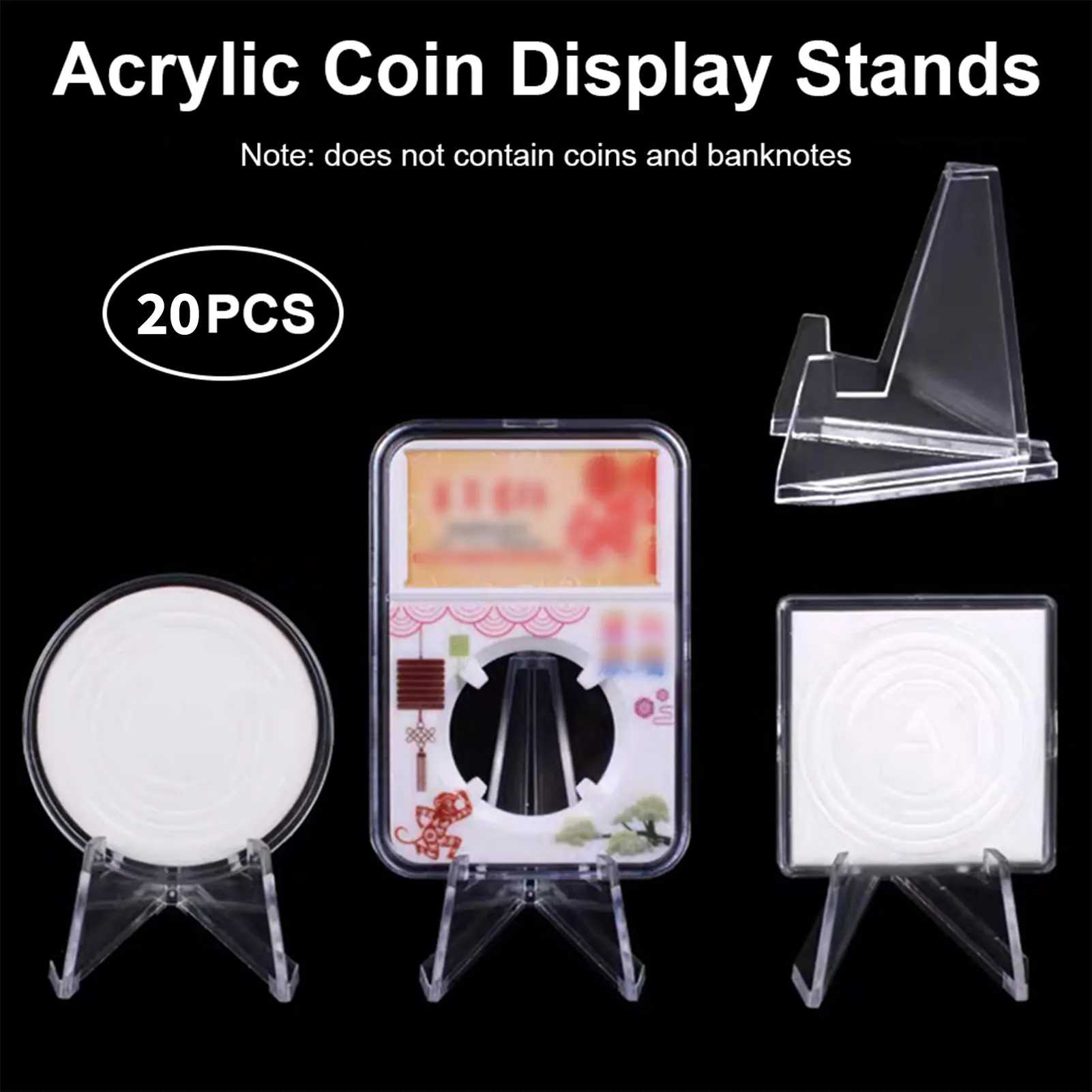 Klar Münze Display Stand 1,42 Zoll Groß Kleine Transparent Münzen Platte Halter Staffelei Stehen Kleine Platte Halter Display Steht Für