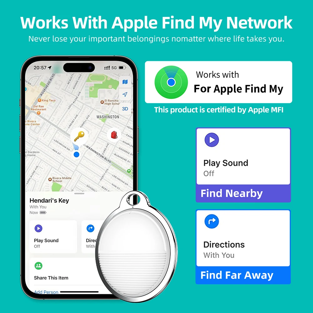 Mini Tracking Device Bluetooth-Compatible Work With Apple Find My Anti Lost Reminder Smart Tag Key Finder Locator for IOS System