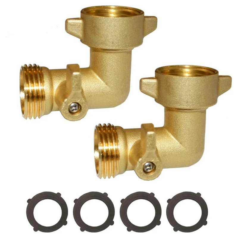 

TOP Copper 90 Degree Hose Elbow Adapter With Shut-Off Valve For Garden Hose 3/4 Inch US Connection