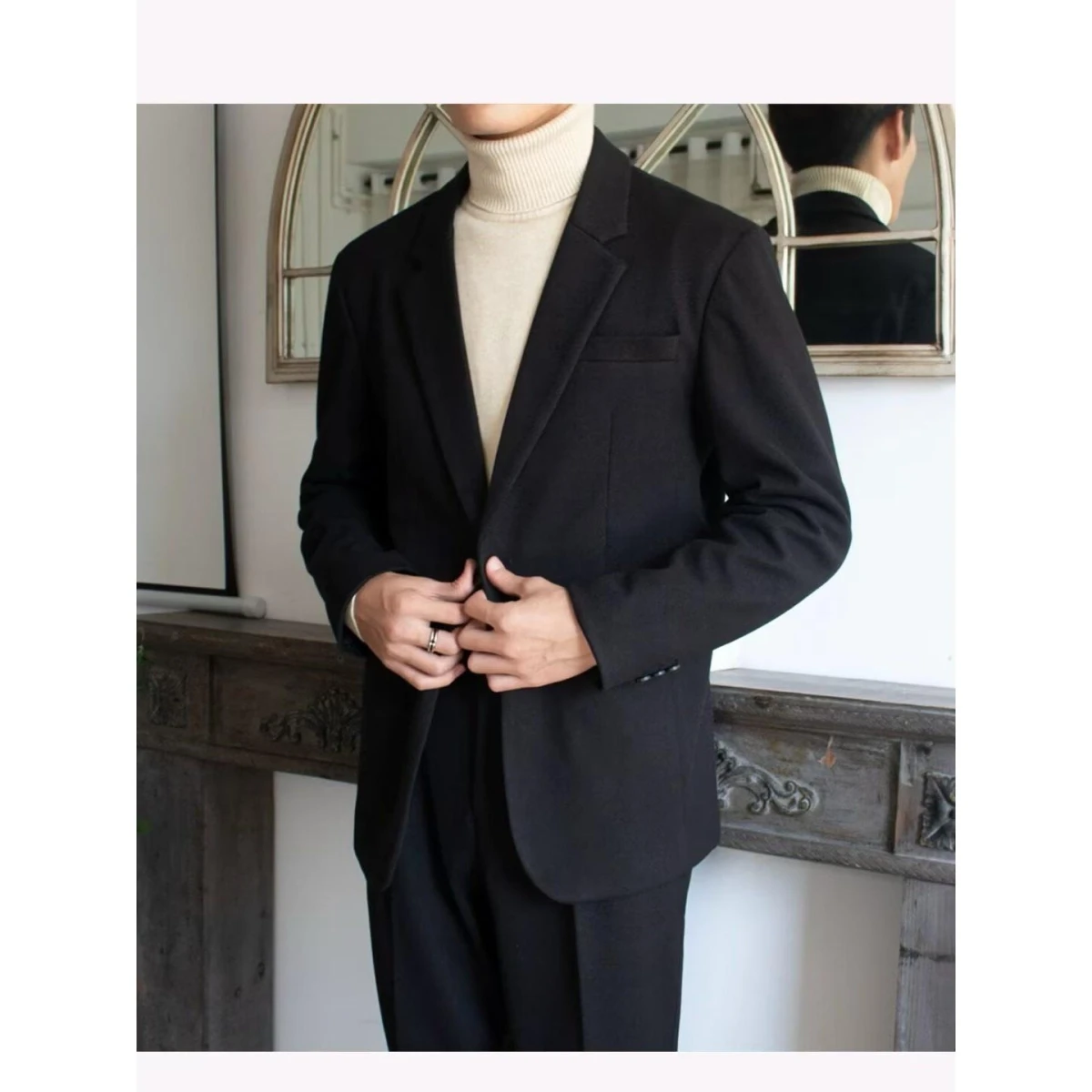 

Мужской костюм приталенного кроя карамельного цвета, повседневный свадебный топ, одинарный западный джет, модный китайский бренд, молодежный молодежный комплект