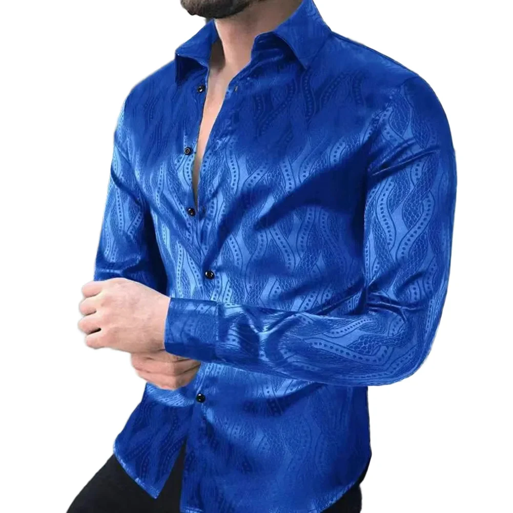 Camisa de vestir de negocios elástica de manga larga con botones de solapa y estampado gráfico Retro de lujo para hombre, camisa Social de Cachemira, ropa para hombre