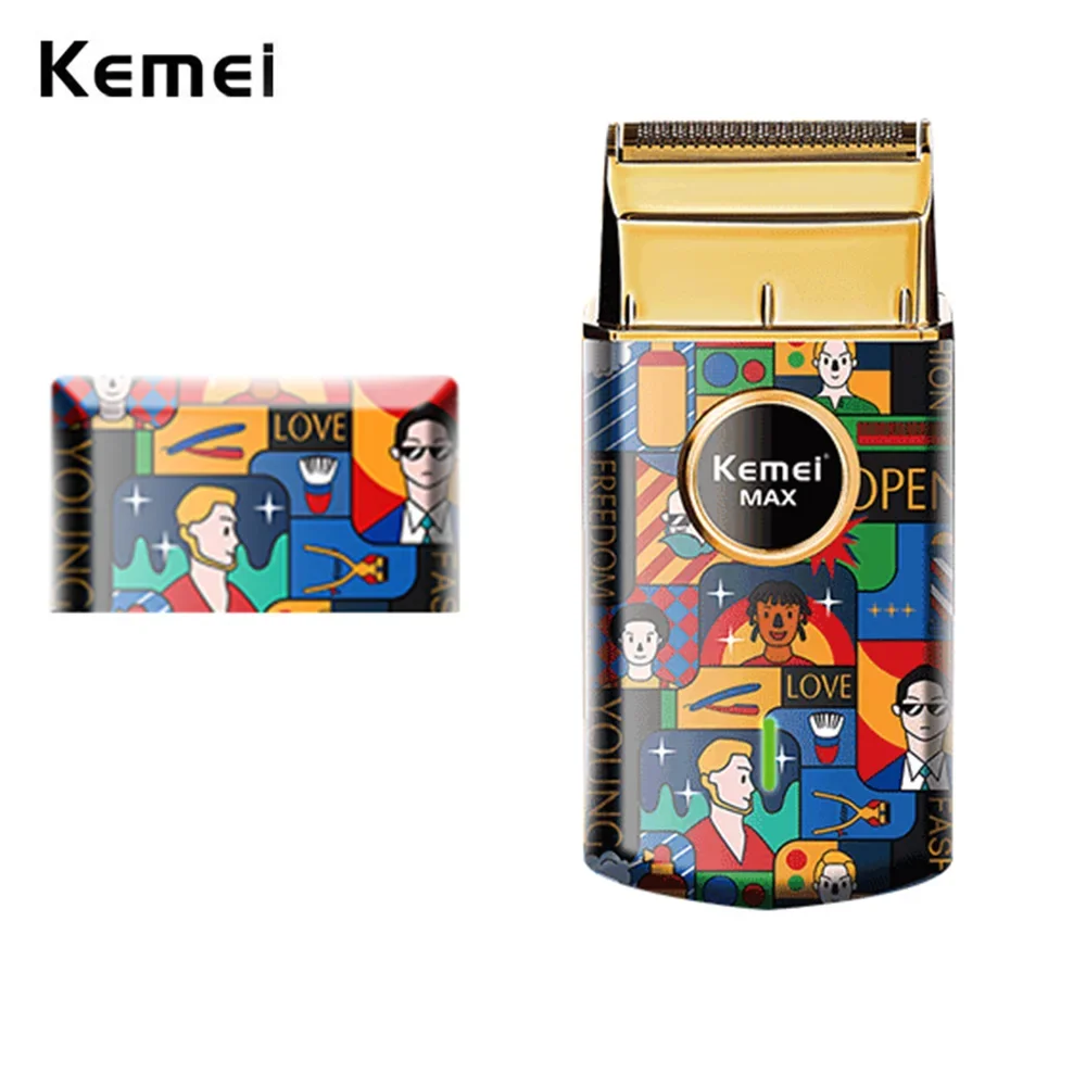Kemei Uno Cordless Enkele Folie Scheerapparaat Stylecraft Graffiti Professionele Lithium Ion Scheermes Super Close Cutting Zonder Irritatie