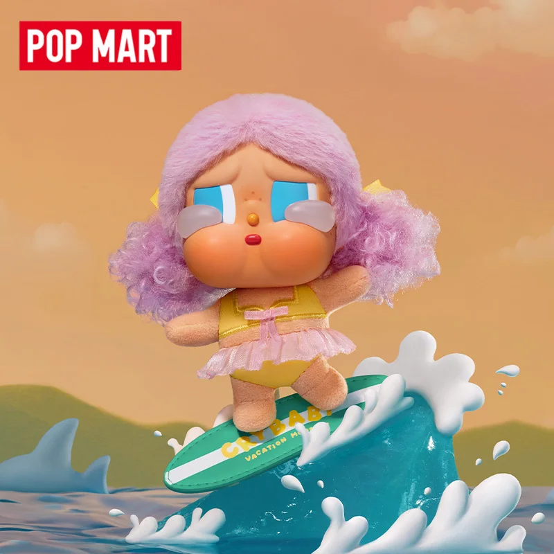 POPMART CRYBABY Modo de férias na série Caixa cega de vinil Coleção moderna Brinquedos Kawaii Mochila Pingente Ornamentos Boneca de pelúcia Presente