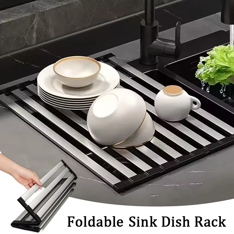 

Superior 304 Stainless Steel Foldable Sink Drain Rack Expandable Dish Drying Rack for Kitchen Organizing Kitchen Sink Drain 욕실몰카