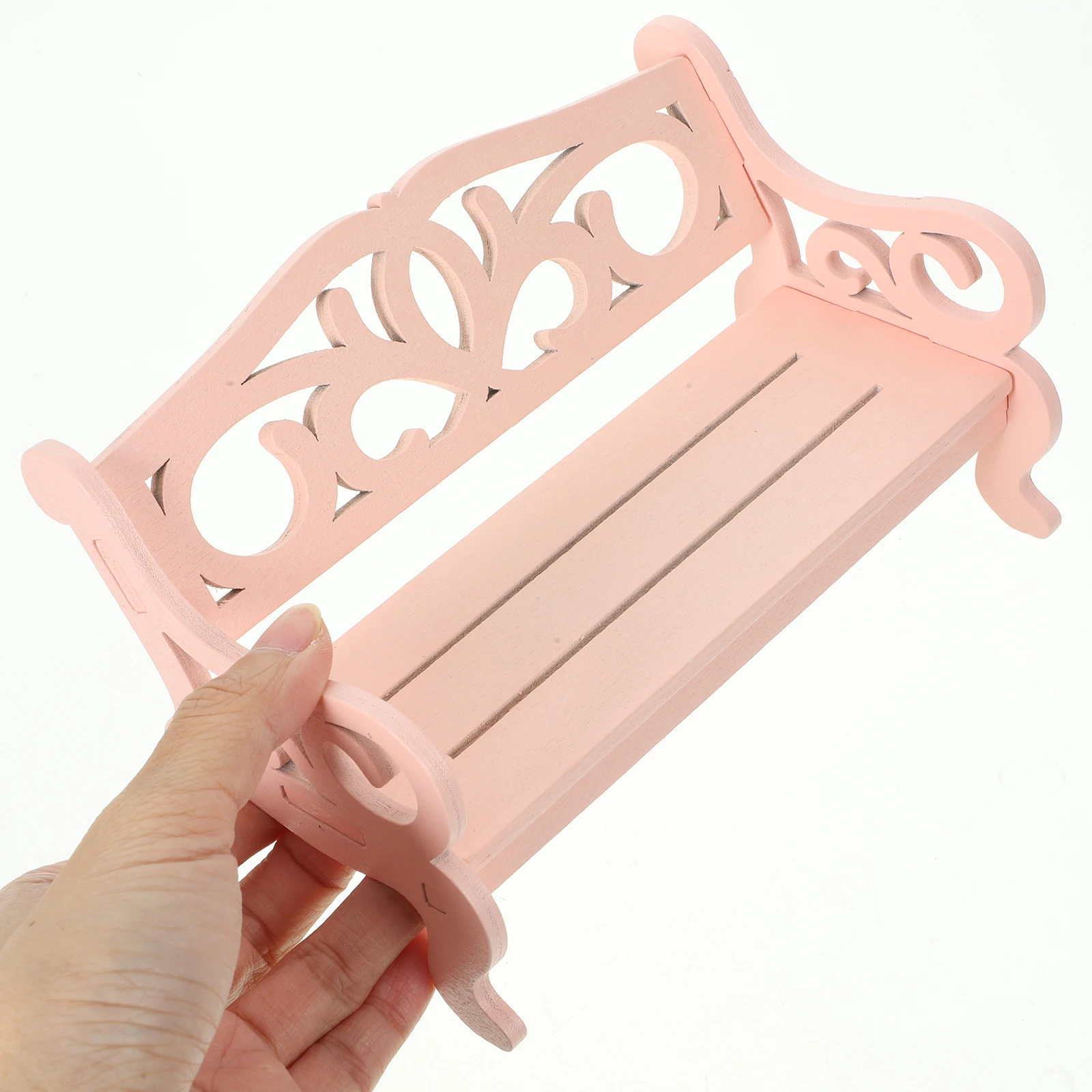 

2 Pcs Small Pink Chair Realistic Miniature Toy Chairs for Dollhouse Tiny Pattern Wood Accessories Boxwood Furniture