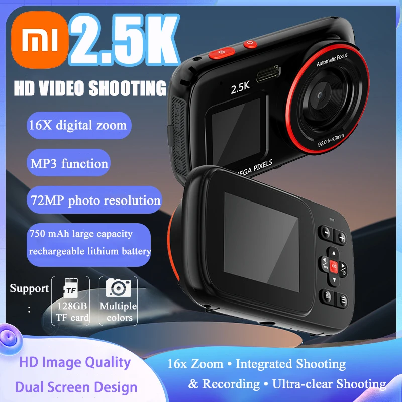 Xiaomi HD Digital Camera Dual Screen 16X Digtal Zoom Auto Focus High-Definition 72MP Suitable For Home Travel Portable Shooting