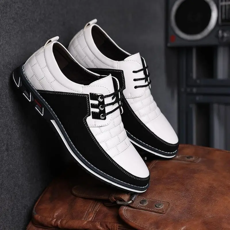 Autumn Winter Casual Shoes Korean Style Trendy Black Bottom Men's Business Leather Shoes Lace-Up Leather Shoes Simple stylish