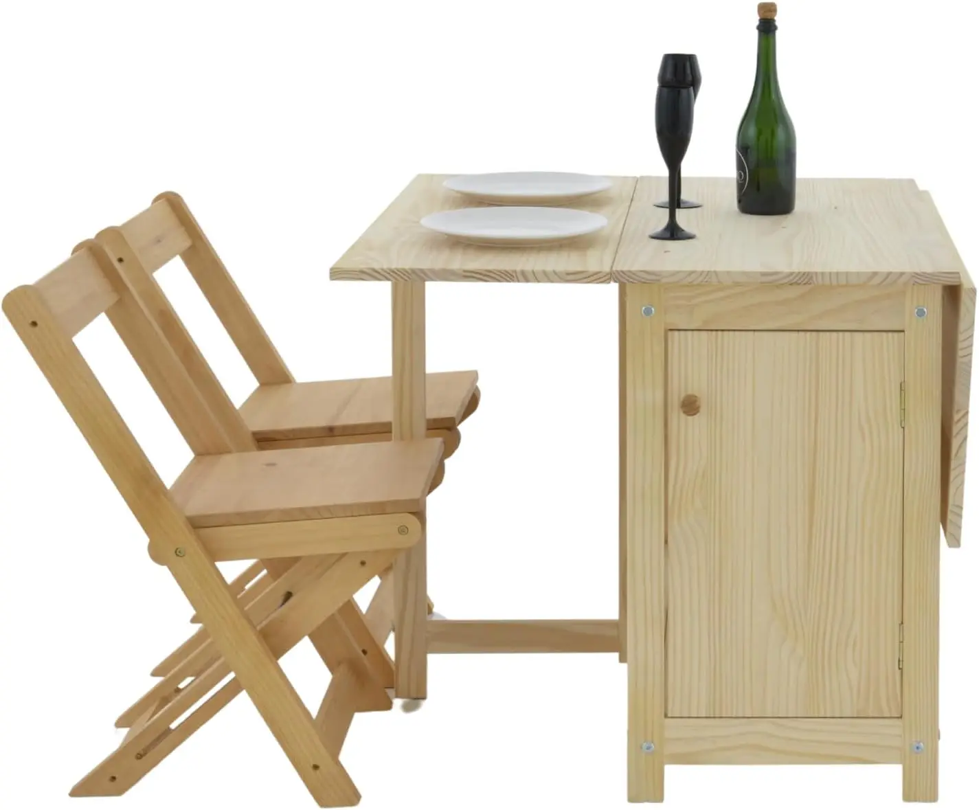 Massief Houten Opvouwbare Eettafel En Stoelset Met Opbergbare Eettafel, Kleine Bladkeukentafel, Perfect Voor