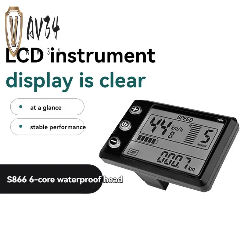 

AV34-LCD-S866 Electric Bike LCD Display Meter Dashboard Display Panel 24V 36V 48V For Electric Scooter 6PIN