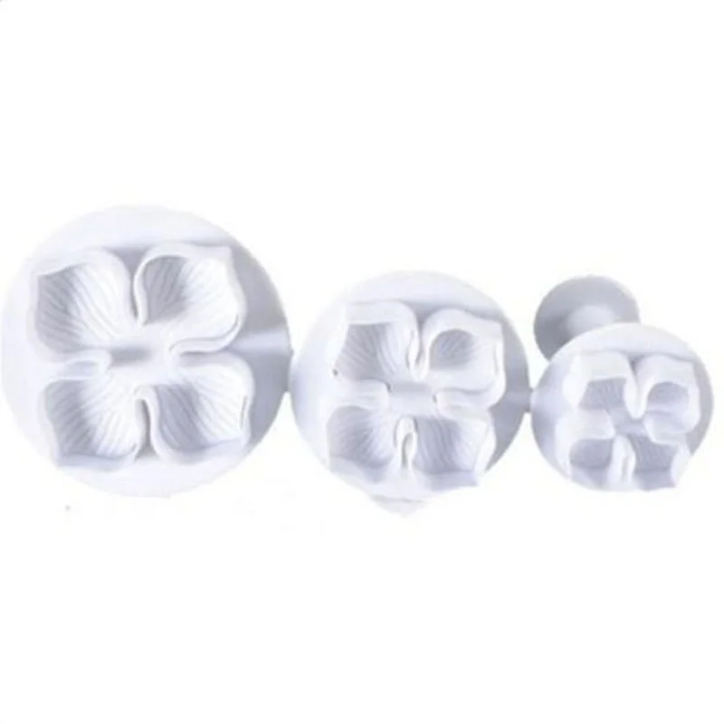 3Pcs/Set Silicone Hydrangea Fondant Cake Decorating Plunger Cutter Flower Blossom Mold Home  Tools