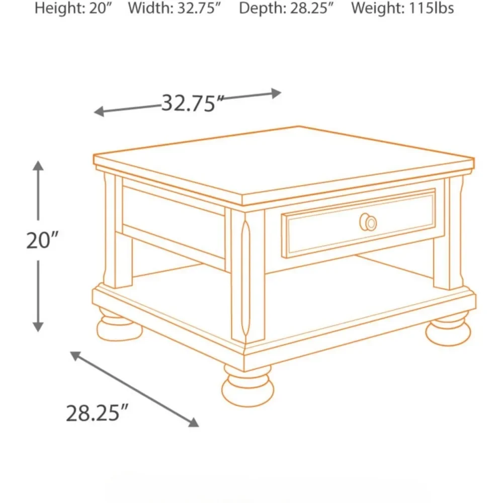 Porter meja kopi atas hasil tangan tradisional, warna coklat tua, 28.25 inci D x 32.75 inci L x 20 inci H, furnitur