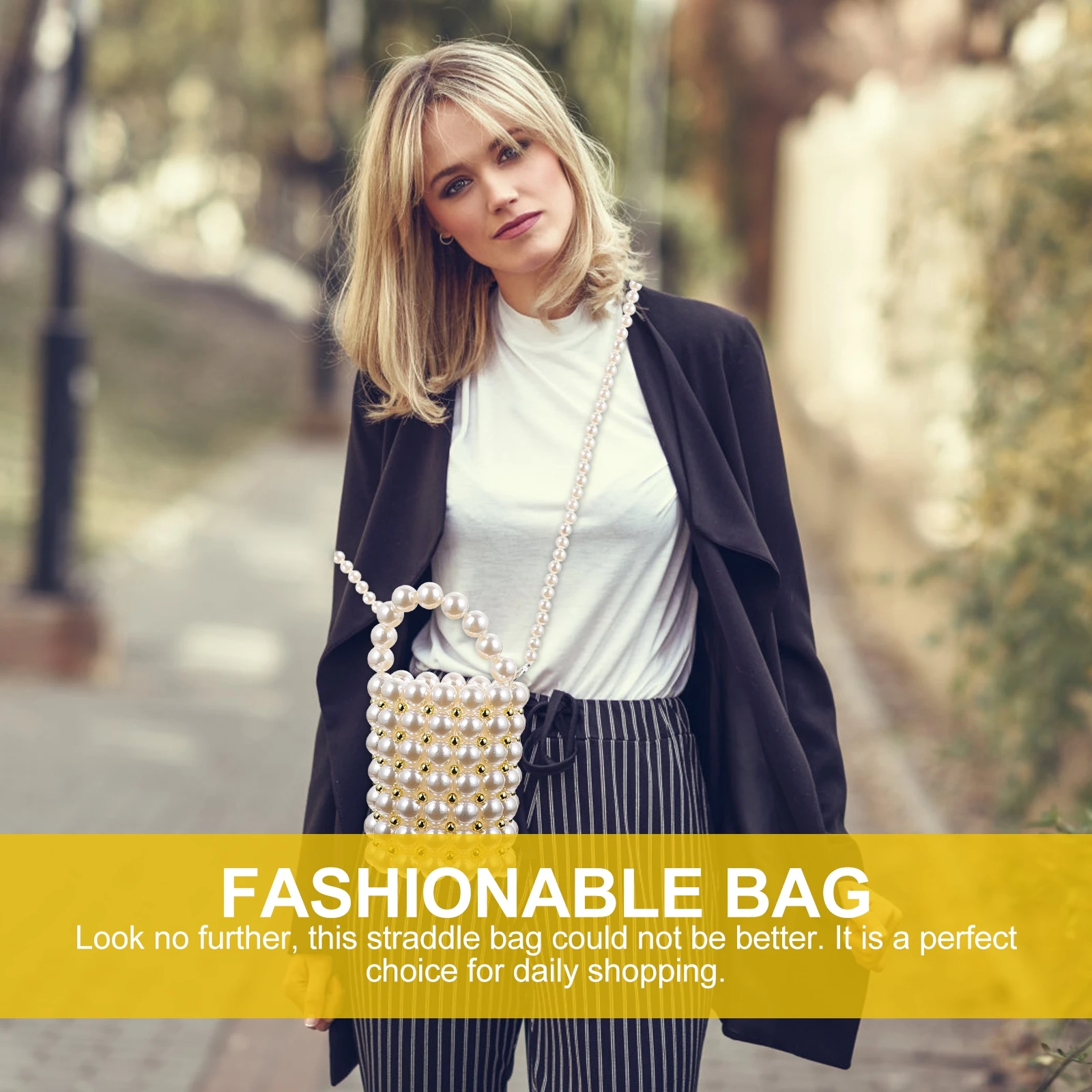 

Pearl Bucket Bag Elegant Sling Moderate Capacity Stylish Single Shoulder Fashion Women Tote Unique Storage Pouch ABS Large