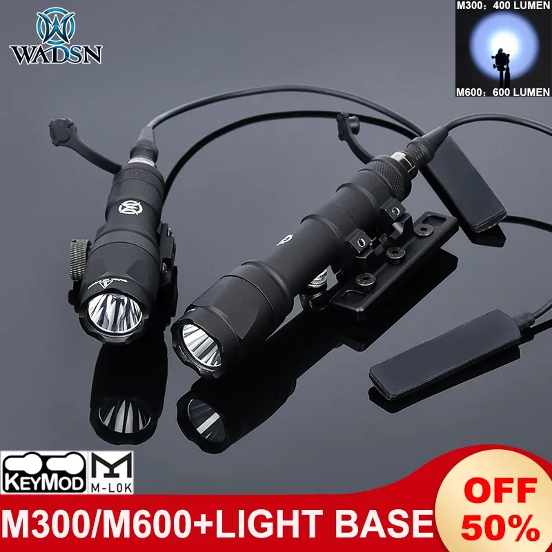 

WADSN Airsoft Scout Light Side Rail M600 Flashlight Rail Mount M300 M300A Hunting Weapon Spotlight Offset Base Fit Mlok Keymod