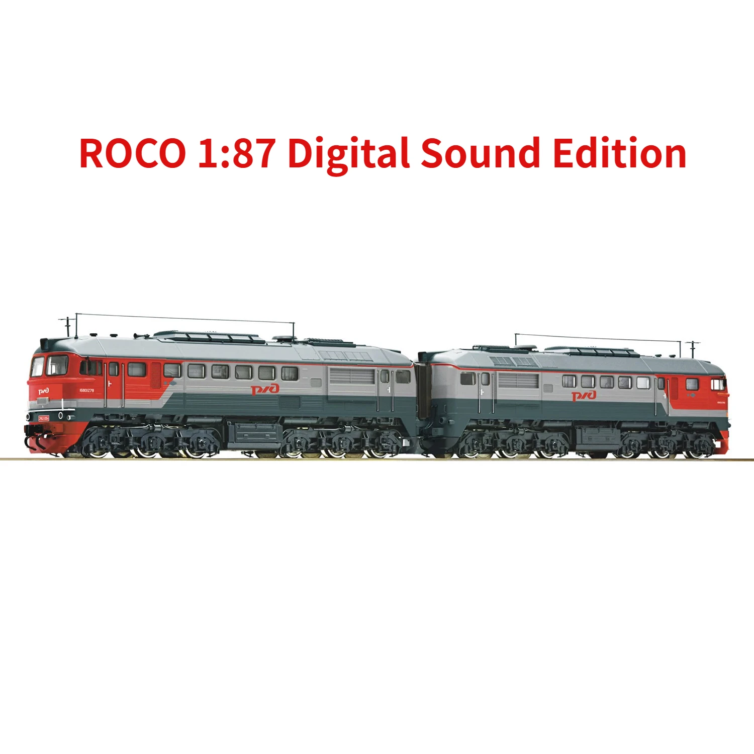 ROCO HO 1/87 Train Model RZD 73793 Digital Sound Diesel Locomotive 2 Sections Russian Painted Railcar Toy
