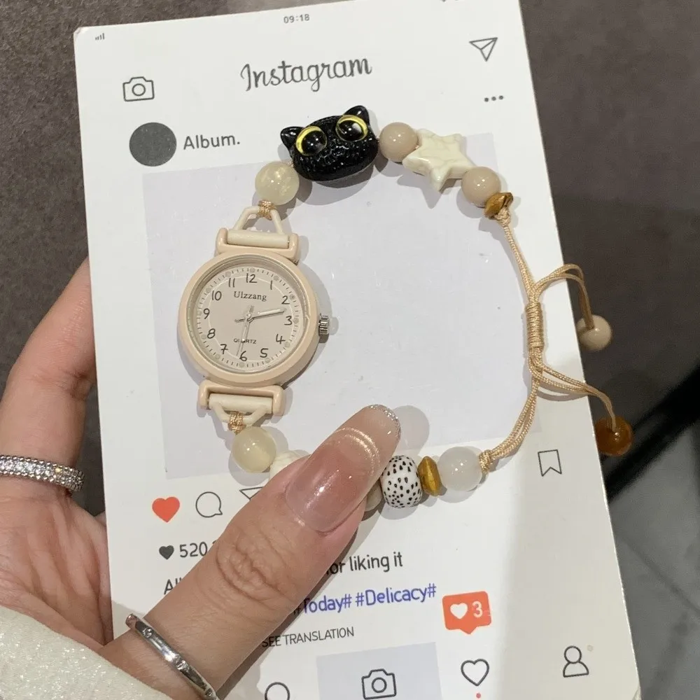 New Adjustable Bracelet Watch Handmade Pendant Wristwatches Beaded Quartz Watch Women Girls