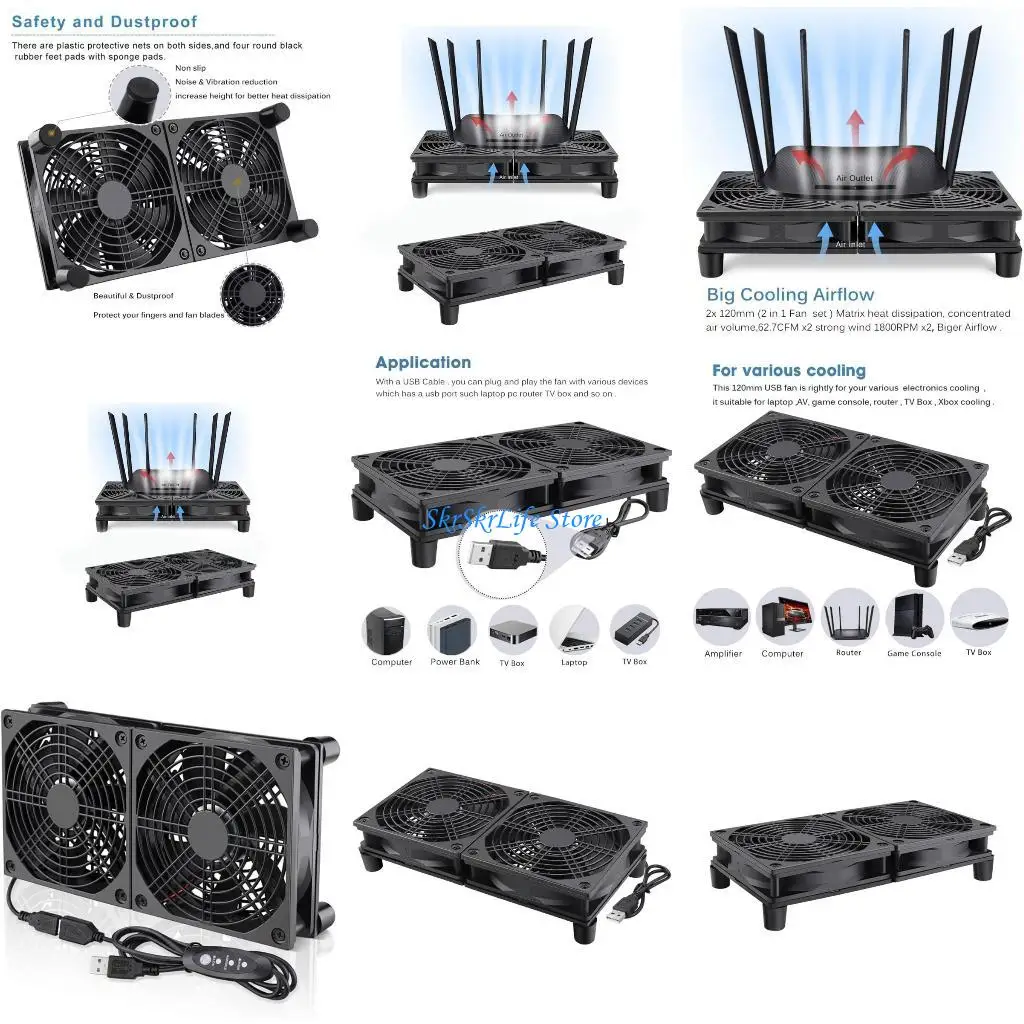 

E65E USB Охлаждение вентиляторы 2x120 мм USB Fan 2 Fan