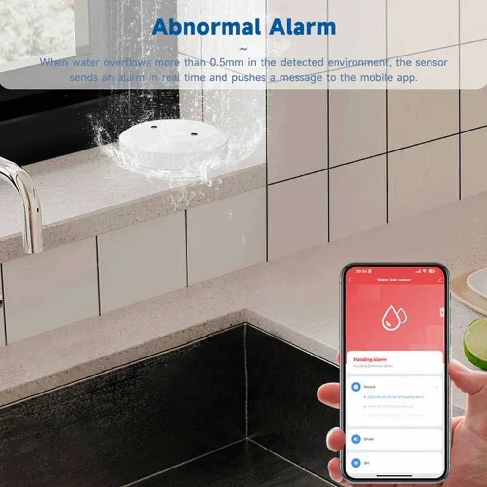 Tuya Zigbee Smart Water Leak Sensor Realtime App Remote Monitor Smart Life Leakage Sensor Water Level Detector Flood AlarmSystem