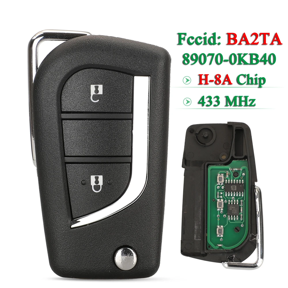

Jingyuqin 2 кнопки откидной дистанционный ключ от автомобиля 433 МГц 8A чип для Toyota hilux 2015 2020 брелок FCC ID: BA2TA P/N: 89070-0KB40