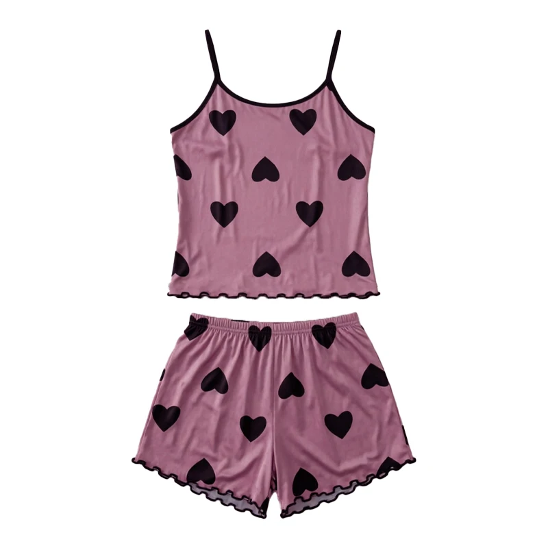 Neues Damen-Pyjama-Set mit Leopardenmuster, ärmelloses Trägertop und Shorts, nahtlose Sommer-Loungewear aus Eisseide, lässiges Hausanzug-Set