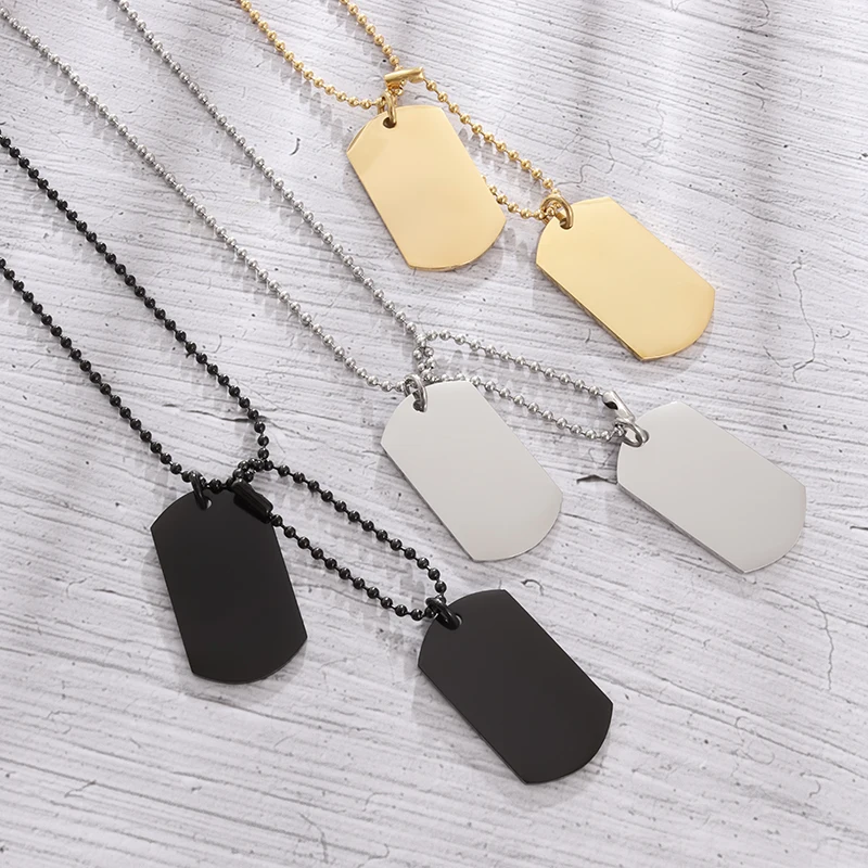 Stainless Steel Double Layer Dog Tag Necklace High Polished Titanium Steel Pendant for Men and Women Fashion Casual Jewelry