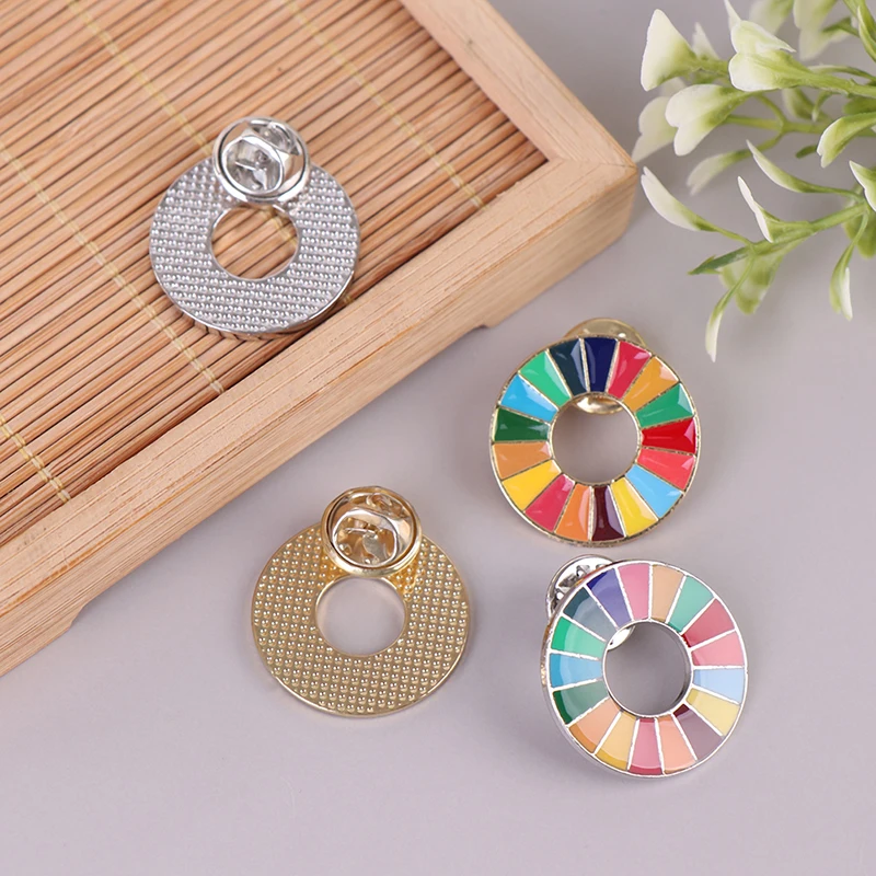 Enamal 17 Colors Sustainable Development Goals Brooch United Nations SDGs Pin