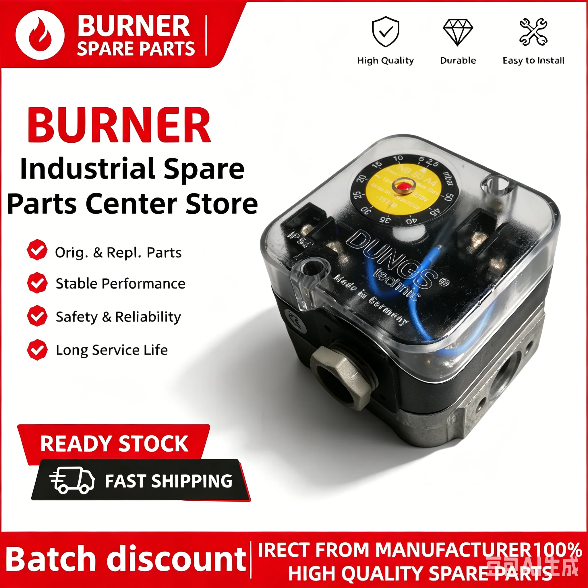Germany Adjustable Differential Pressure Switch NB50A4 NB150A4 NB500A4 UB50A4 UB150A4 UB500A4 Matching OEM Parts Replacement Par