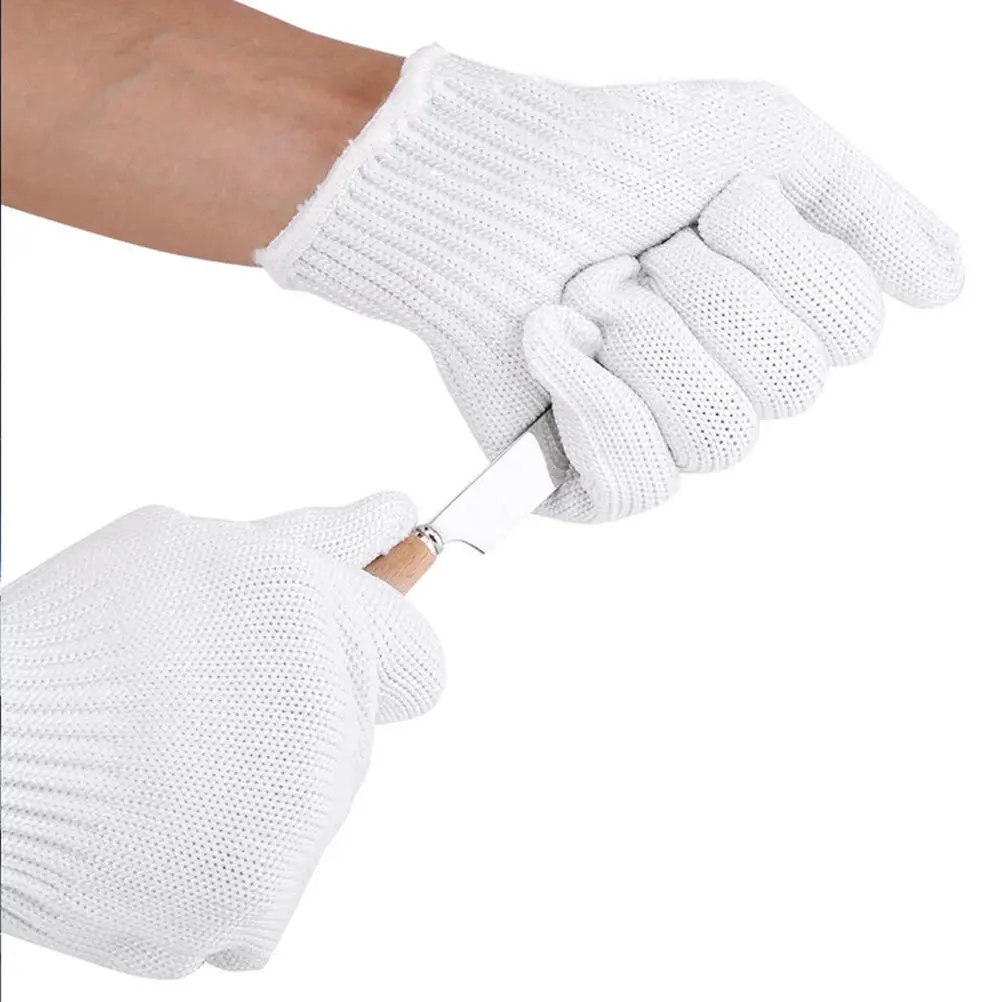 

Pair of Level 5 Cut Resistant Gloves White Premium Breathable Protective Gloves for Kitchen Cutting Slicing Safety Hand