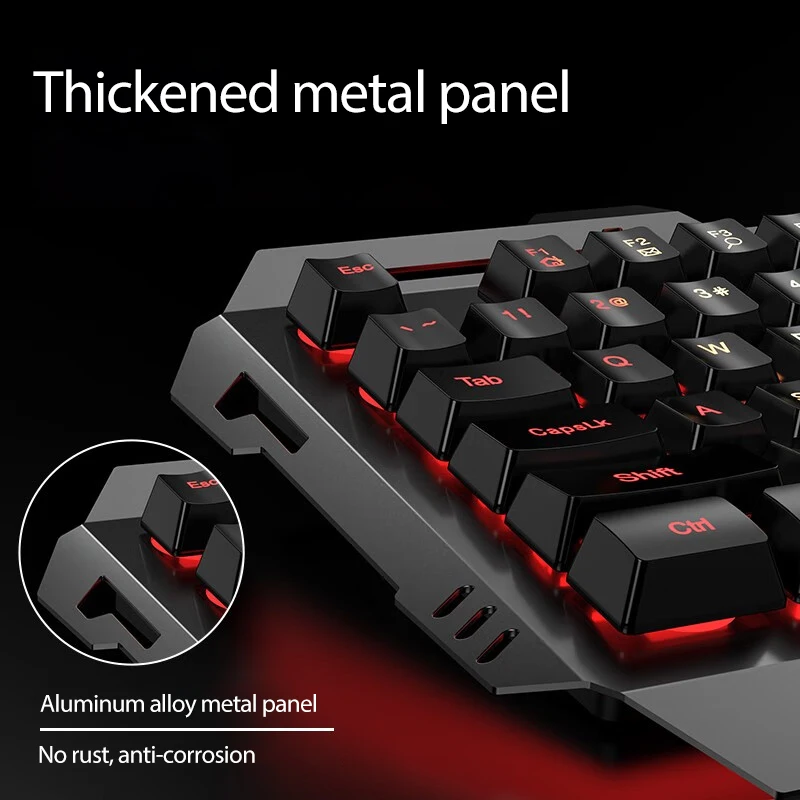 EWEADN Wired Silent Gaming Keyboard, 104 Keys Full-Size Ergonomic Keyboard with LED Backlight & Knob, for PC/Laptop Office Use