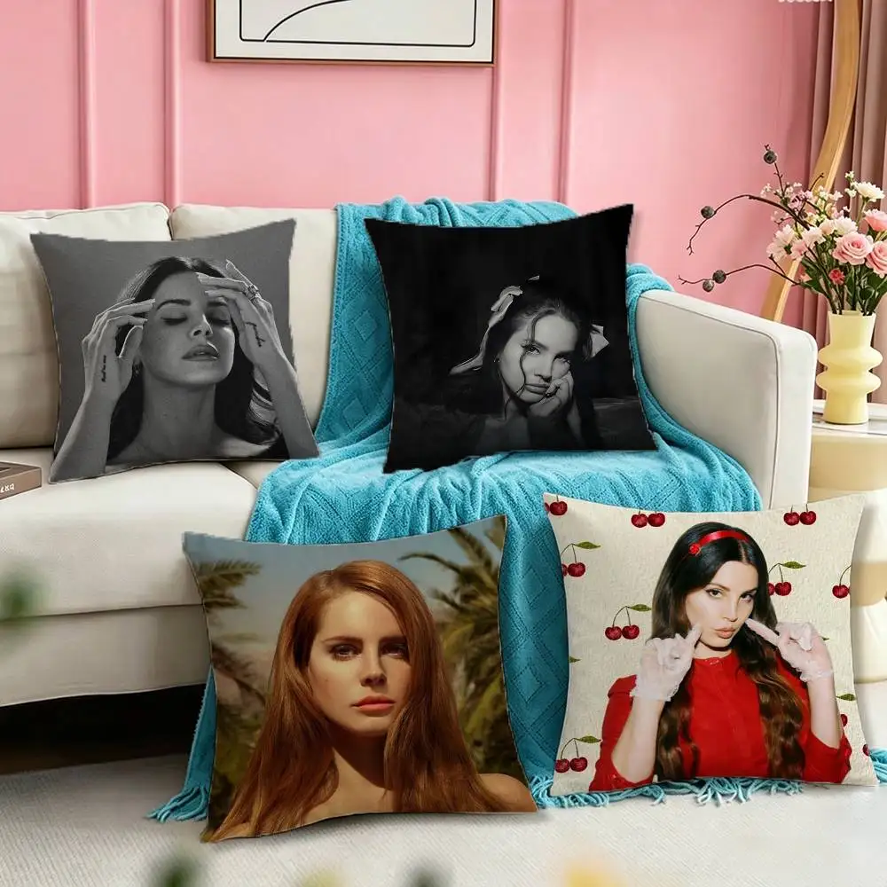 L-Lana Del Rey Singer S-Summertime  Pillow Case Square Double-Sided Sofa Cushion Cover Bedroom Bedside Pillow