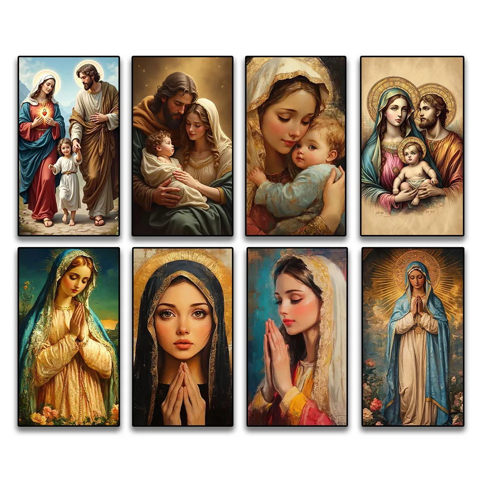 

5D DIY Diamond Painting Kit Full Drill Square round Rhinestones Jesus Mary Cross-Stitch Gem Art Embroidery for Home Decoration