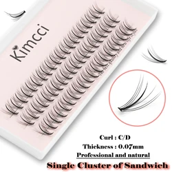 kimcci Professional Makeup 60 clusters Personal Cluster Eyelash Single tuft of M sandwich eyelash Grafting False Eyelashes