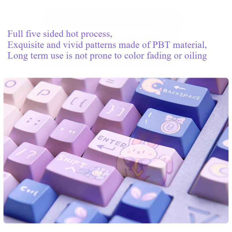 Mianmian Rabbit Keycaps Custom Cherry Profile PBT Keycap Cute Anime Point KeyCap 146 Key for Cherry Gateron MX Switches Keyboard