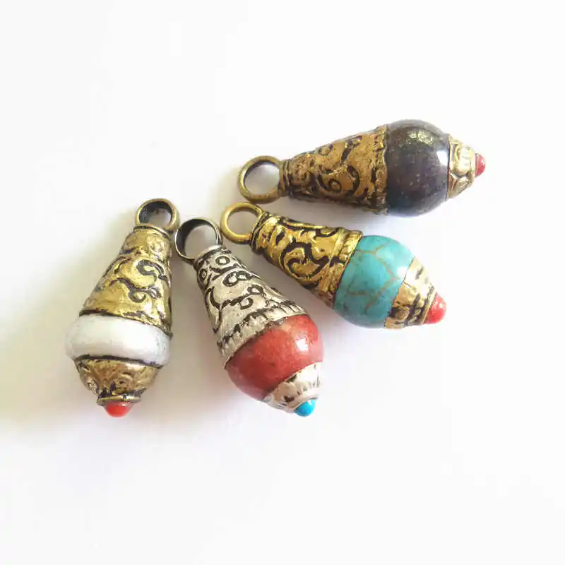 TBP626 Nepal Vintage Water Drop Charms Multi Colors Pearl Lapis Lazuli