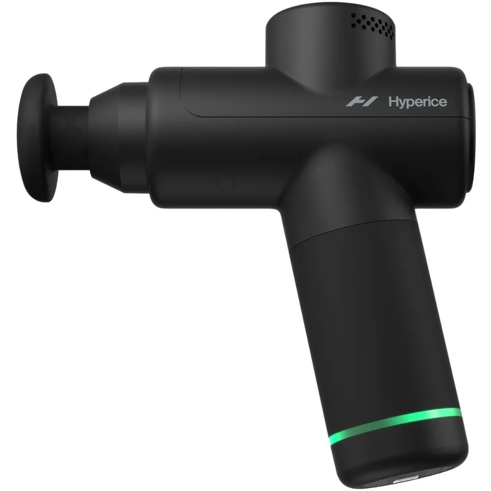

Black - Featuring Quiet Glide Technology - Handheld Percussion Massage Gun - 3 Speeds, 2 Interchangeable Heads