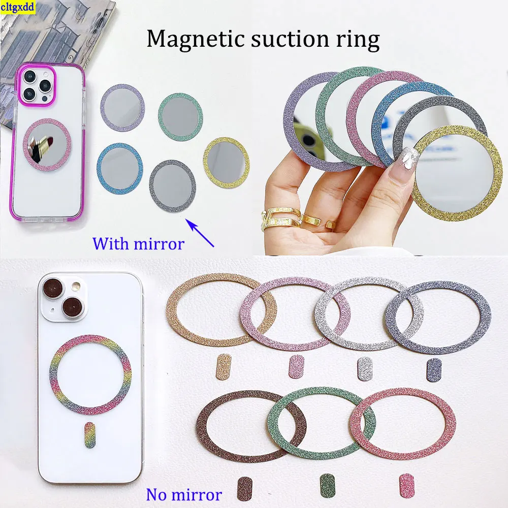 cltgxdd 1piece glitter belt makeup mirror MagSafe metal sticker glitter adhesive wireless magnetic plate ring charger bracket