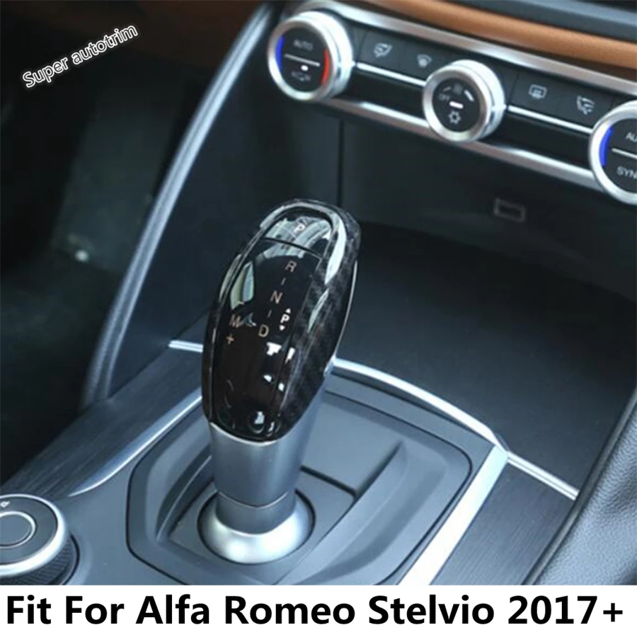 

Gear Shift Knob Head Frame Decoration Cover Trim Fit For Alfa Romeo Stelvio 2017 - 2020 ABS Carbon Fiber Accessories Interior