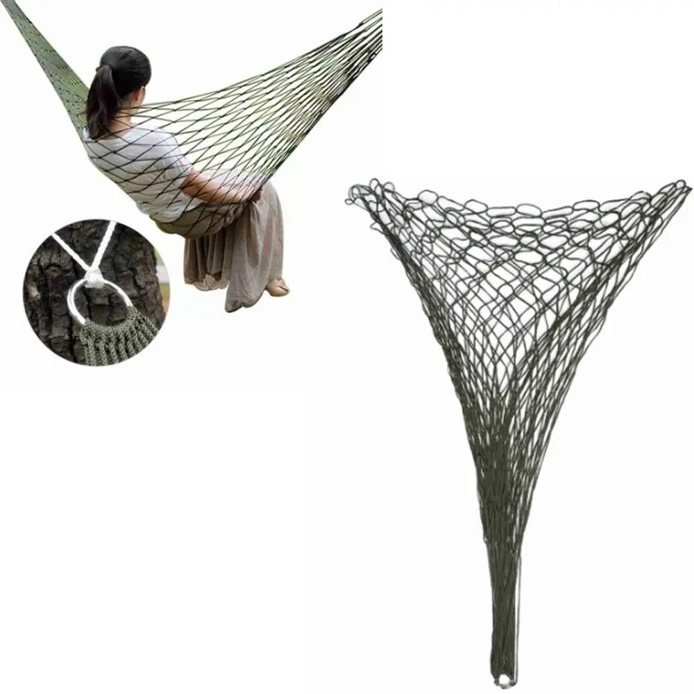 Durable Nylon Mesh Rope Hammock Portable With Hooks Hanging Bed Sleeping Bed Swing Outdoor Camping