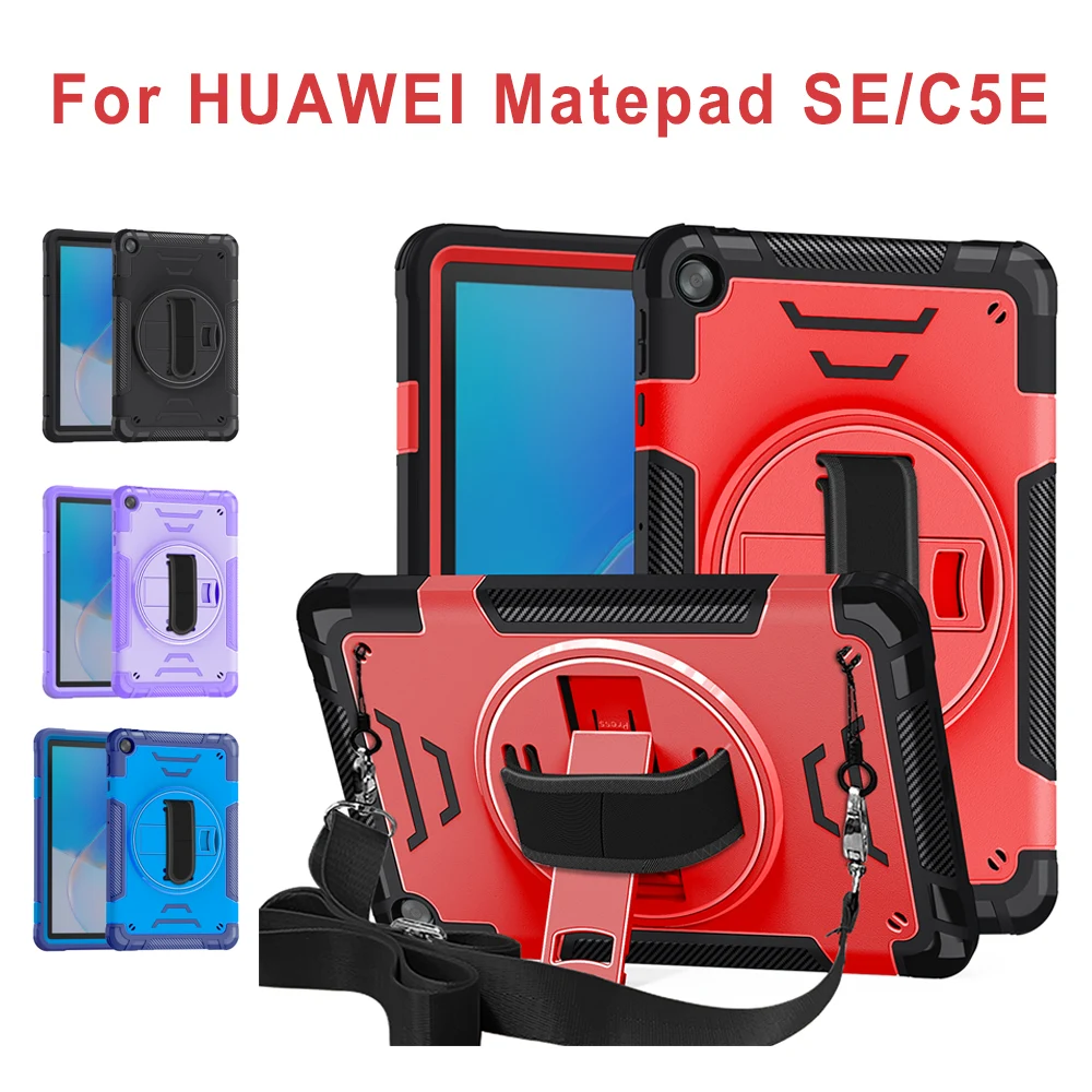 

Rugged Case for Huawei MatePad SE C5E 10.4 inch Armor Kickstand Cover With 360 Rotating Hand Strap Shockproof Cover