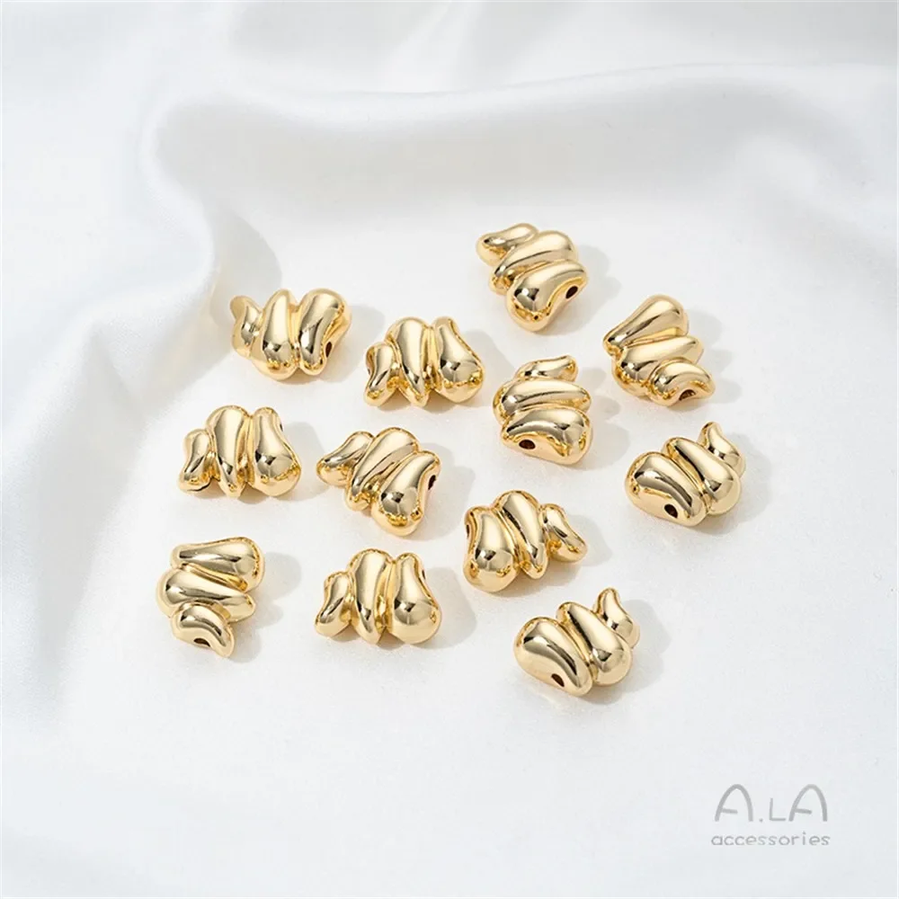 14K Gold Plated Special Shaped Baroque Pearl Through Hole Irregular Spacer Beads DIY Jewelry Accessories