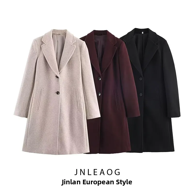 JNLEAOG ファッショナブルなソフトショルダーパッドコート女性の秋の新作 Sle ストリート Sle ロング Sve ポリエステル繊維アウターウェア